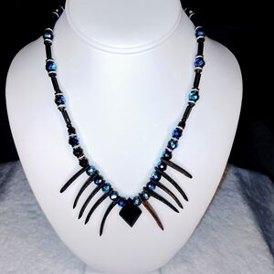 Elegant Black and Blue Beaded Necklace